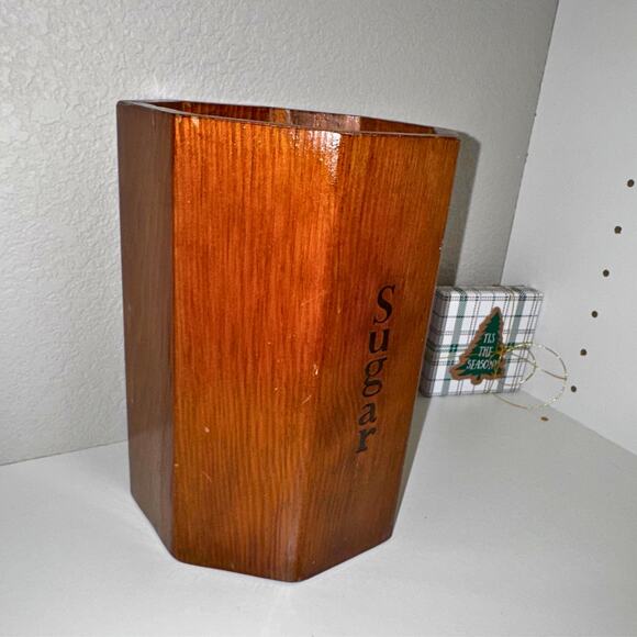 Vintage Wooden “Sugar” Canister – Hand-Painted Folk Art Floral Heart Design - Picture 4 of 9